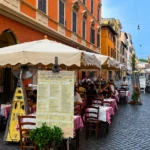 Outdoor sitting at Pizzeria Ristorante Marcantonio in Borgo Pio 146